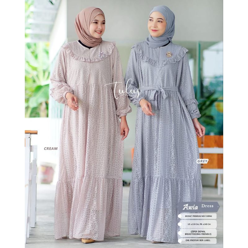 AWIA DRESS BY TULUS SIGNATURE / DRESS LEBARAN / gamis brokat busui