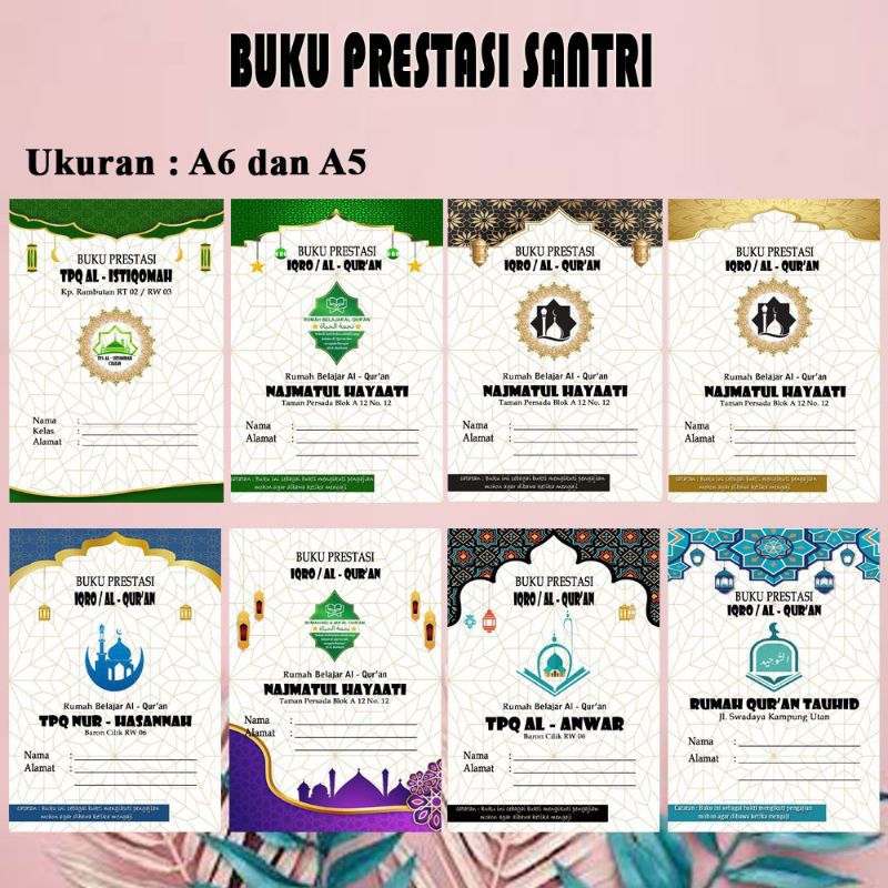 

BUKU PRESTASI SANTRI UKURAN A5 SAMPUL ART PAPER