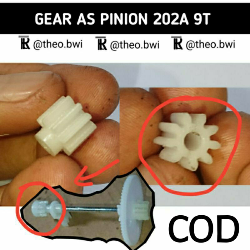 Sparepart Gear as pinion 9T mesin jahit mini portable 202a | Theo R