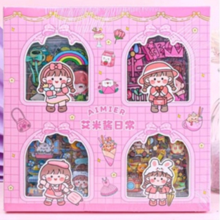 

100 Lembar Stiker Buku Stcker dekorasi Motif Kartun Korea Lucu Anti Air Dekorasi Handbook Scrapbook
