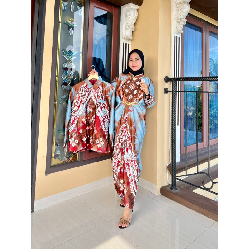 COUPLE KAFTAN JUMPUTAN PALEMBANG SUTRA SILK PRINTING