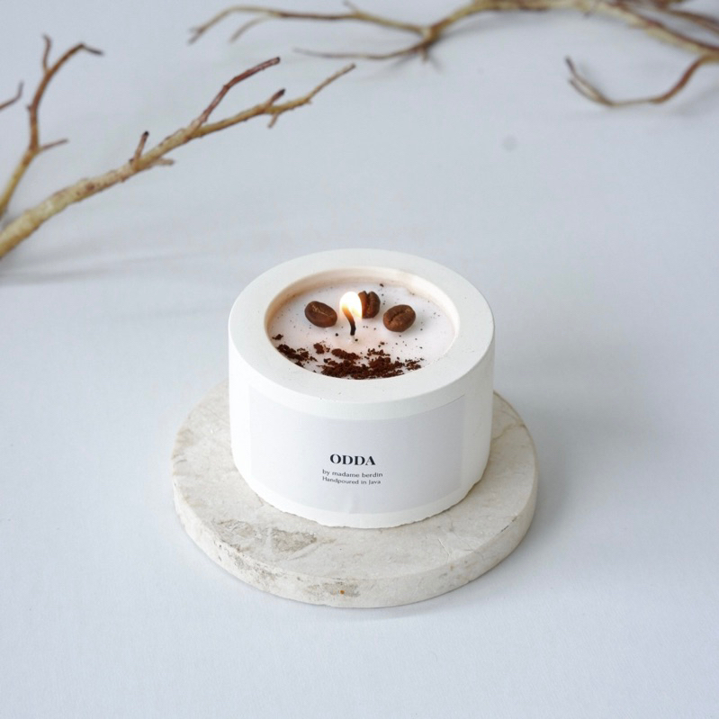 Lilin Aromaterapi ODDAHOME Scented Candle 45gr by Madame berdin Concrete Pot Semen Lilin Aromaterapi | Aromatherapy Candle Kado Ulangtahun Souvenir | Lilin Wangi Aromaterapi Relaxing