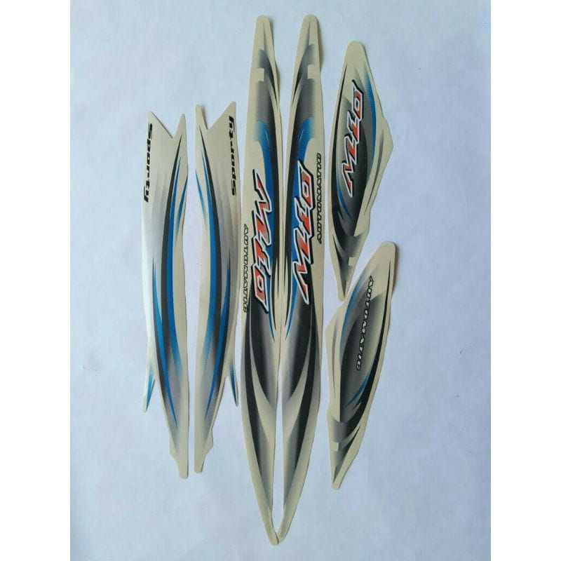 stiker striping yamaha mio sporty 2006 putih, biru, hitam