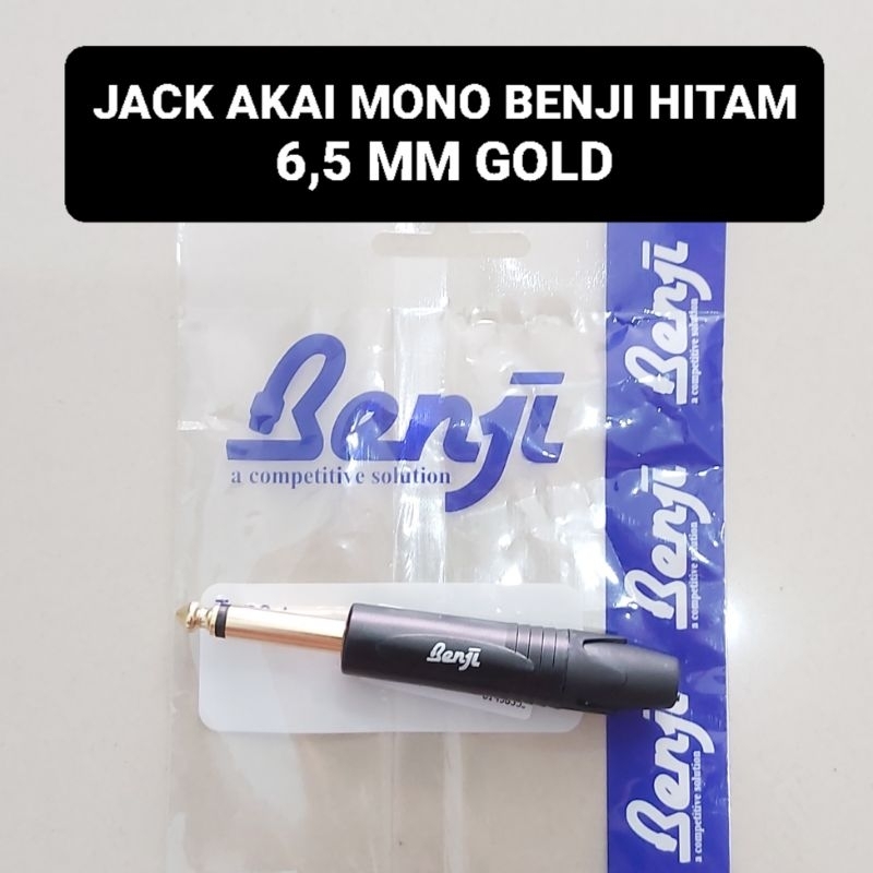 BENJI Jack Akai Mono Hitam Gold 6,5 MM Colokan Mic 6.5MM Gitar