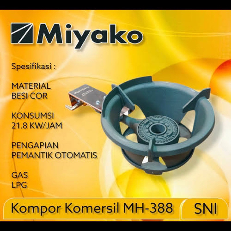 Kompor Gas Komersil Miyako MH-388 Tekanan Tinggi / Kompor Besi Cor 1 Tungku MH 388