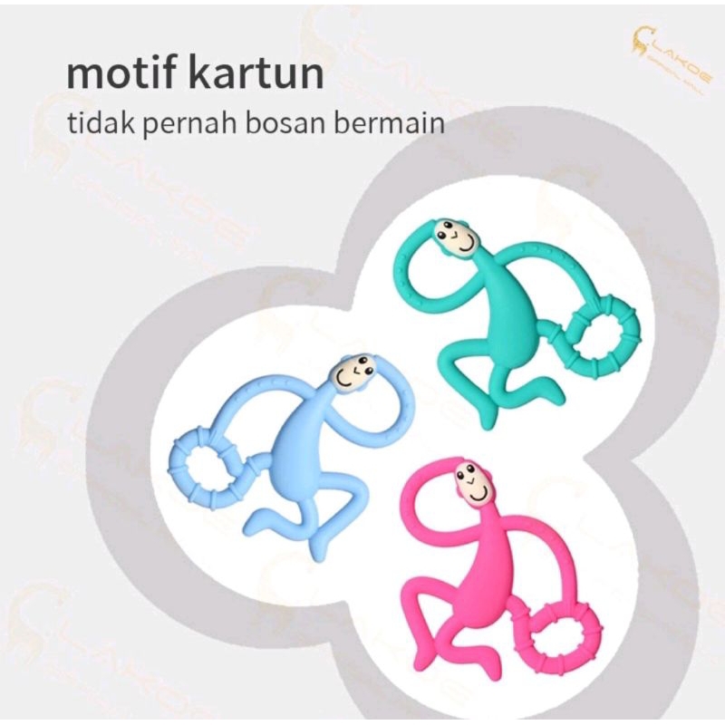 Mainan gigitan bayi bahan silikon teether monkey bayi