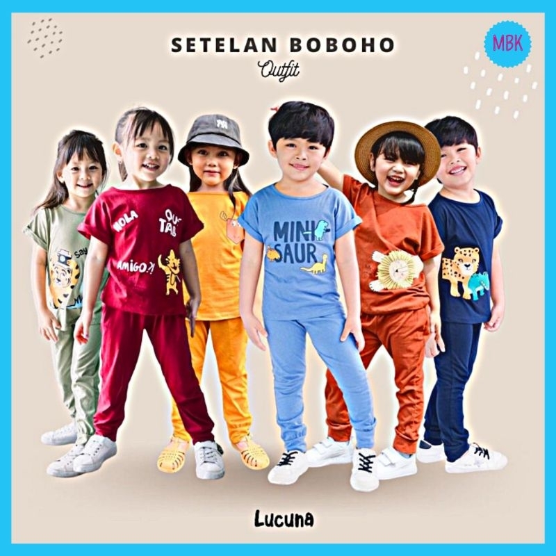 Setelan Anak Boboho Unisex Original Lucuna Pajamas Kaos Super Premium