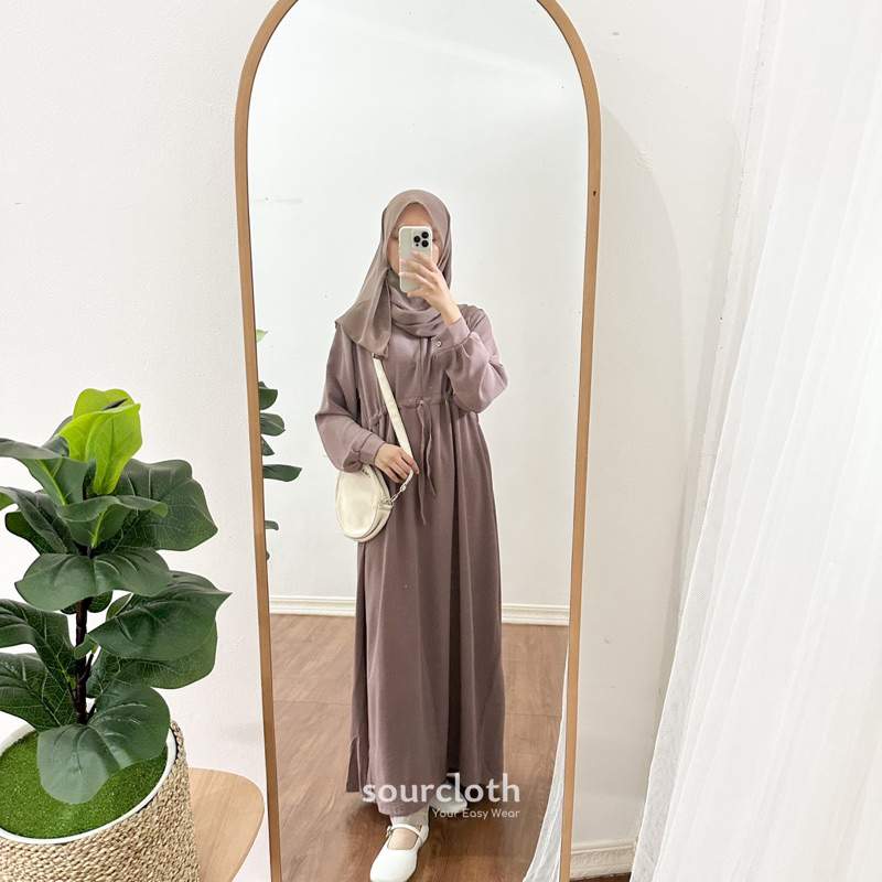 BASIC DRESS - Gamis Kaftan Abaya Syar'i Polos Busui Allsize Bahan Crinkle