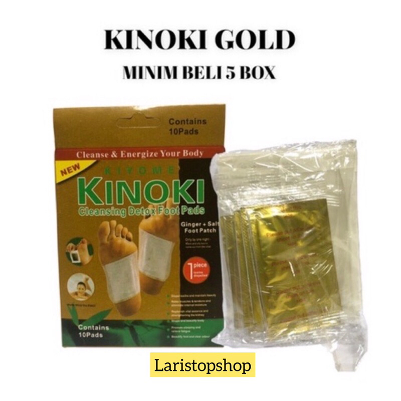 Kinoki Gold Koyo Kaki Detox / Kinoki Gold Kemasan PLASTIK SEAL / Kinoki Kuning Penyerap Racun Dalam Tubuh MINIM BELI 5 BOX / Koyo Kaki Penyerap Racun Di tubuh Saat Tidur