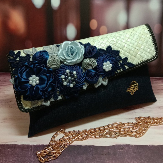 Putra Sukapura Dompet Jeans Kombin Brokat Clutch Party Cantik Tas Clutch Pesta Wanita