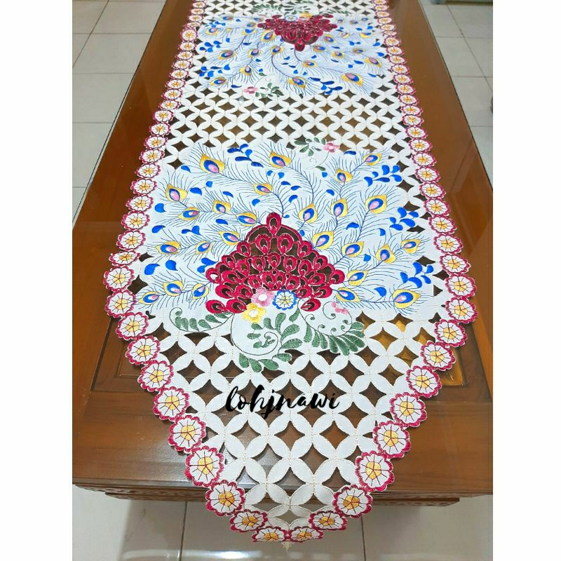 Taplak Meja 40x180 cm Bordir Kerancang Table Runner Buffet Shabby Chic Premium Cantik