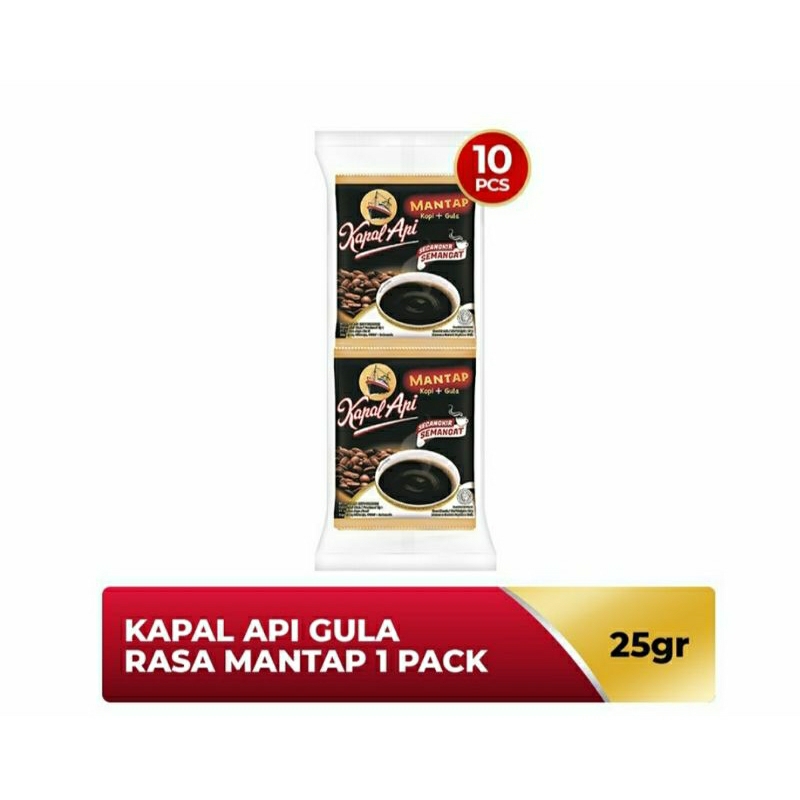 

Kapal Api Mantap Kopi Instan + Gula 10 x 25 g
