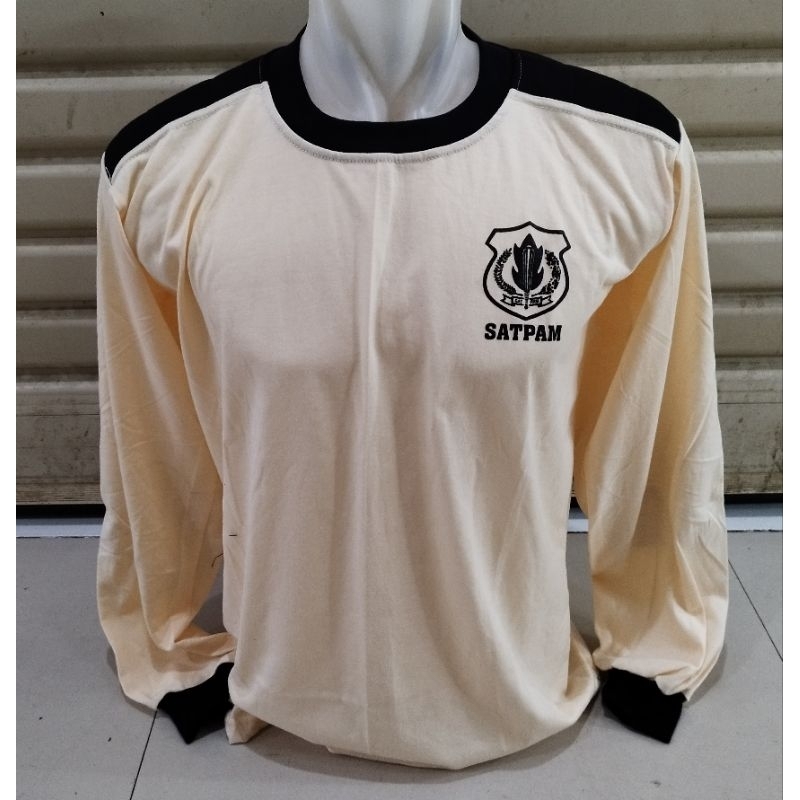 kaos satpam krem terbaru lengan panjang/kaos satpam krem lengan panjang