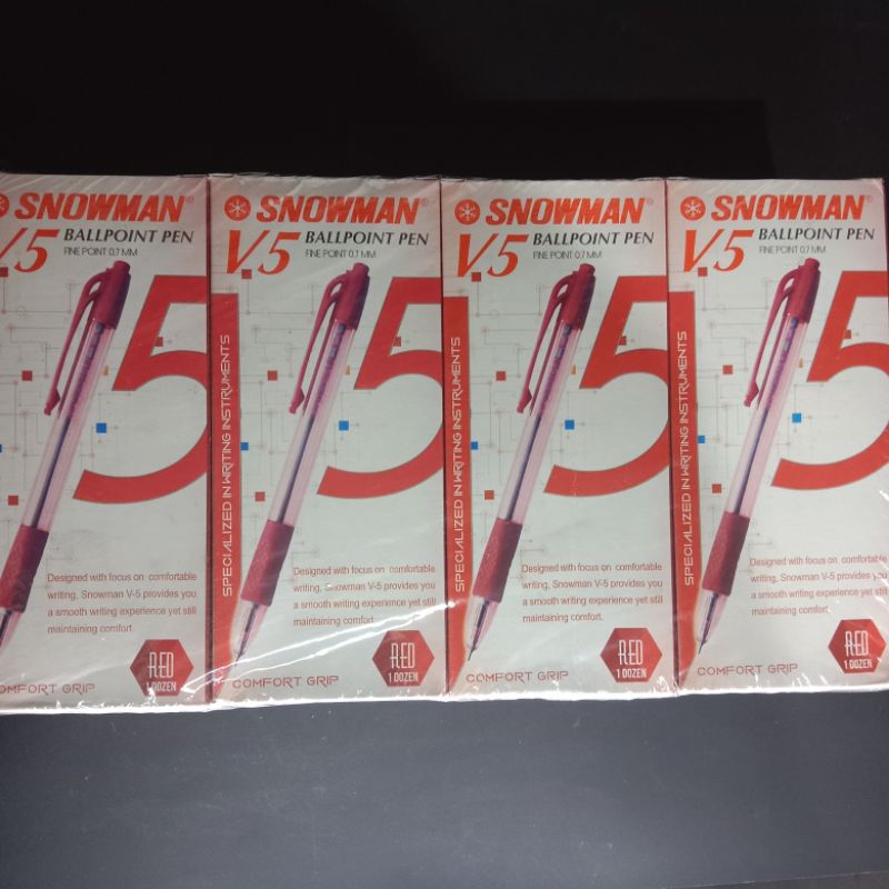 

Pulpen Snowman Ballpoint V.5 Warna Merah 1 pak isi 12 pcs