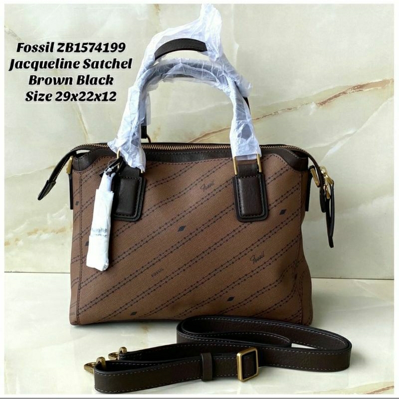 FOSSIL Jacqueline satchel brown black