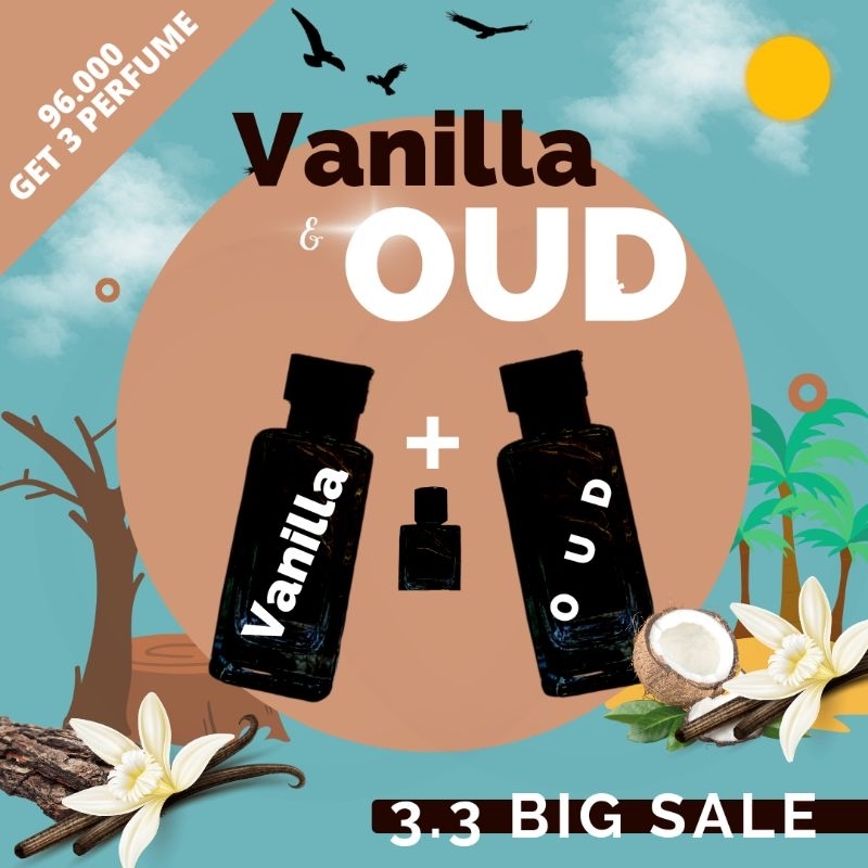 Bunding Parfum Vanilla dan OUD 50 ml dapat 3 parfum /Parfum vanilla 50 ml/Parfum Oud/Parfum tobaco/P