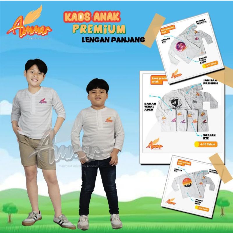 KAOS PANJANG PREMIUM KANCING ANAK/ KAOS LENGAN PANJANG PREMIUM 2-10 TAHUN