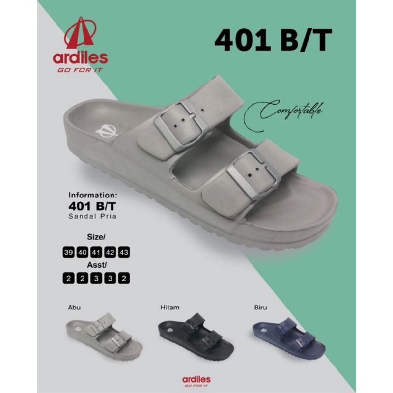 sandal unisex 401 B Ardiles Sandal Selop Pria  wanita Strip Dua Ardiles 401