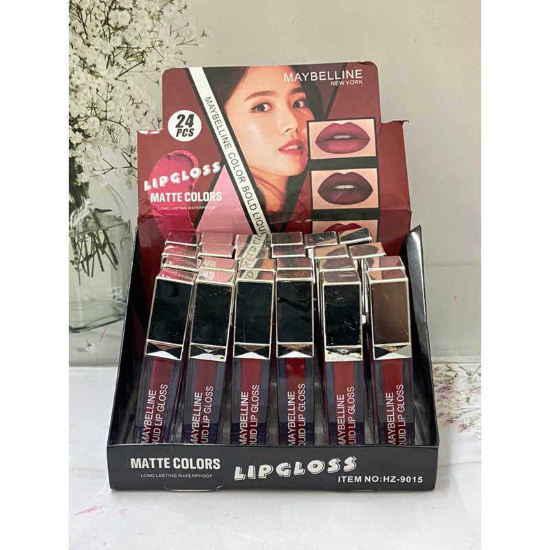 [12 PCS] LIPGLOSS MAYBELLINE MATTE LONGLASTING ITEM NO : HZ-9015 / lip gloss tahan air