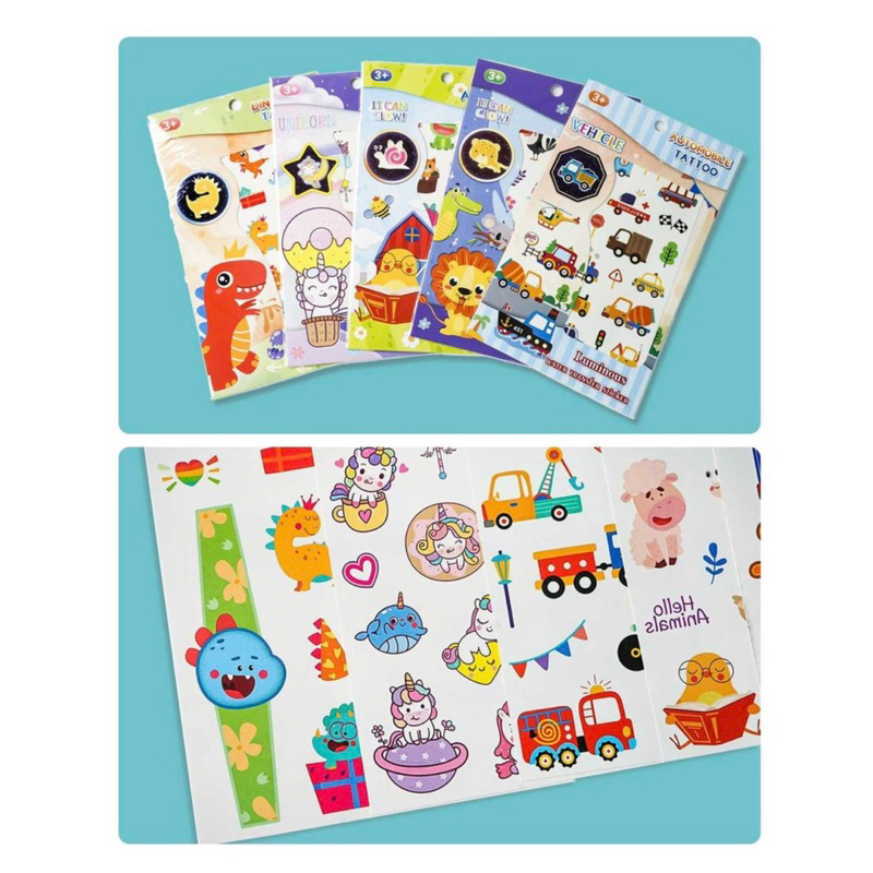 Mainan tato glow in dark anak, tattoo kartun lucu stiker sticker