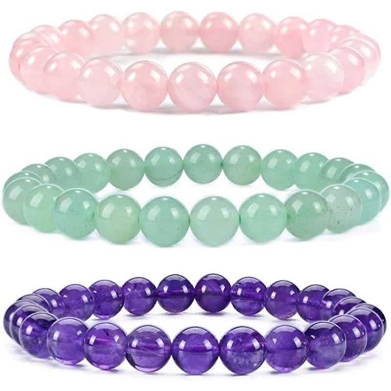 Grosir Gelang Agate Batu Alam 6mm 8mm 10mm Rose Quartz Amethyst