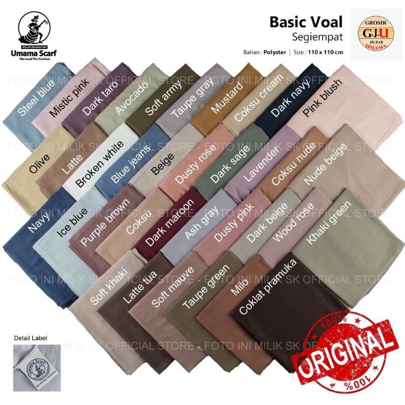 Hijab Polos Voal Exclusive By Umama Jahit Tepi /Hijab Paris Premium/Hijab Basic Voal Icon