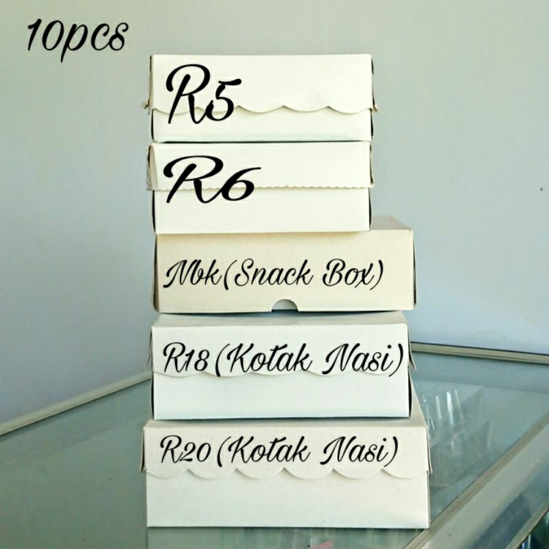 

10pcs Kotak Nasi Kotak Sna k Box Kertas Putih Box Nasi Dan Snack Dus Nasi
