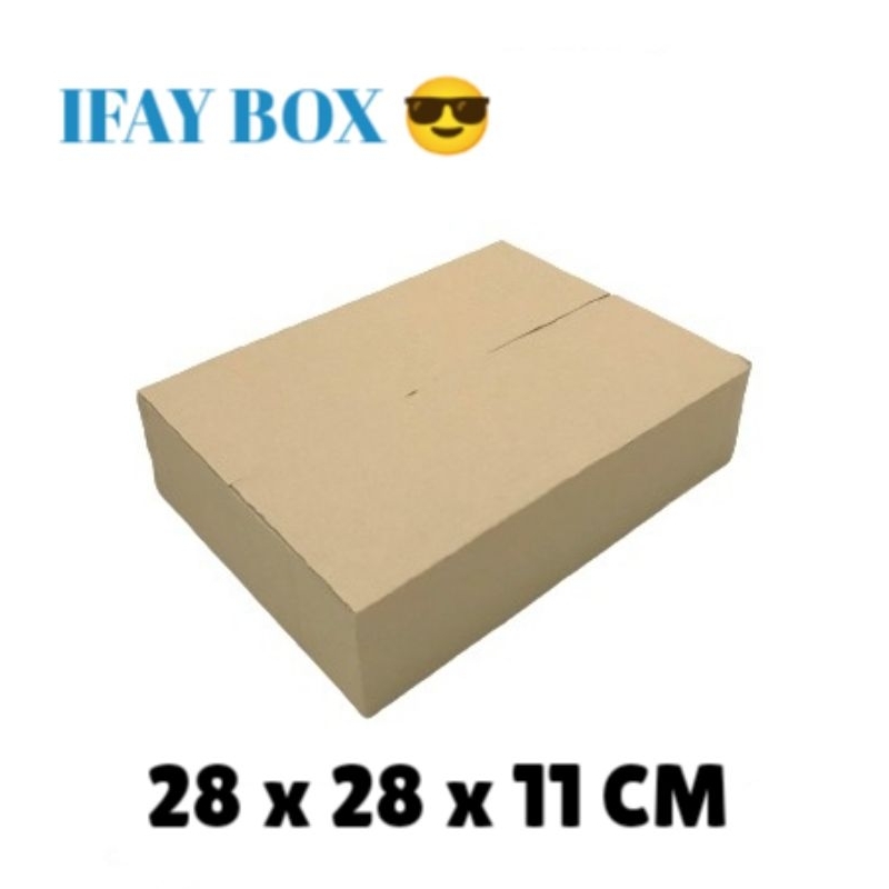 

Kardus box packing ukuran 28x28x11 cm single wall polos