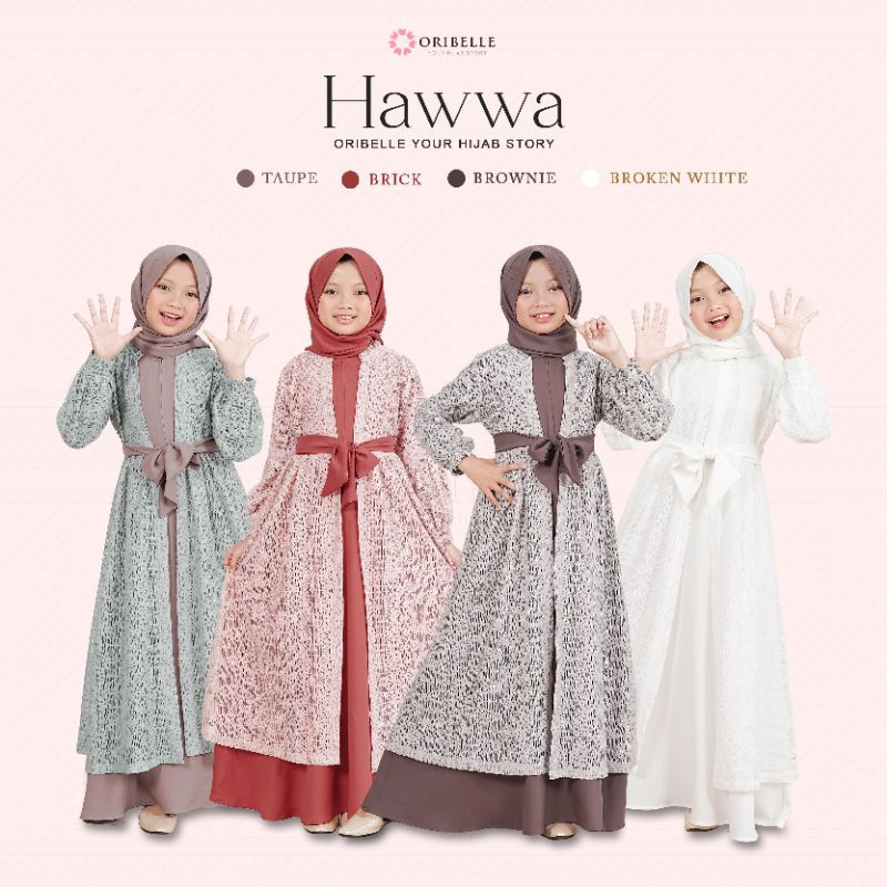 HAWWA BY ORIBELLE INDONESIA ORIGINAL GAMIS LEBARAN COUPLE MOM AND KIDS DRESS LEBARAN CARDIGAN OUTER 