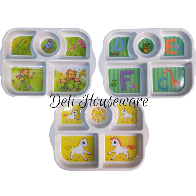 Ompreng Melamin Sekat 5 / Piring Makan Sekat