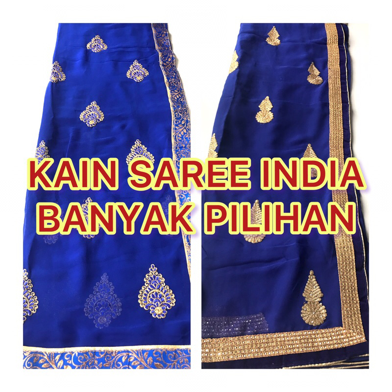 READY TERMURAH Kain Sari Warna Biru / Saree India / Saree Murah / Sari Murah / Sari Cantik / Saree C