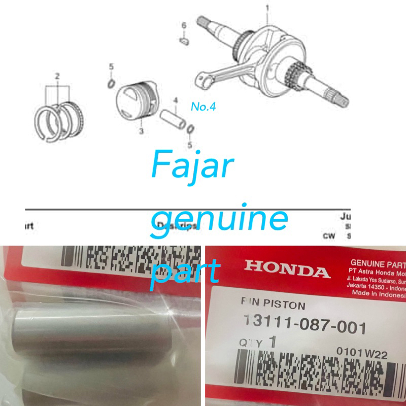 Piston pen pin piston vario grand supra karisma 13111087001 AHM