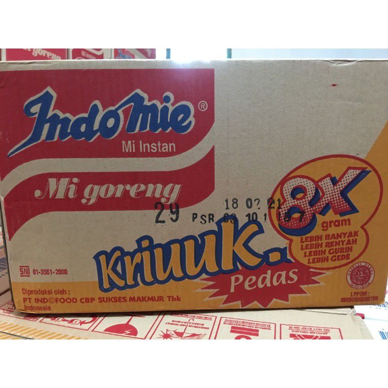 

Indomie mi goreng kriuk 8x pedas 1 KARTON - mi instan goreng kriuuk