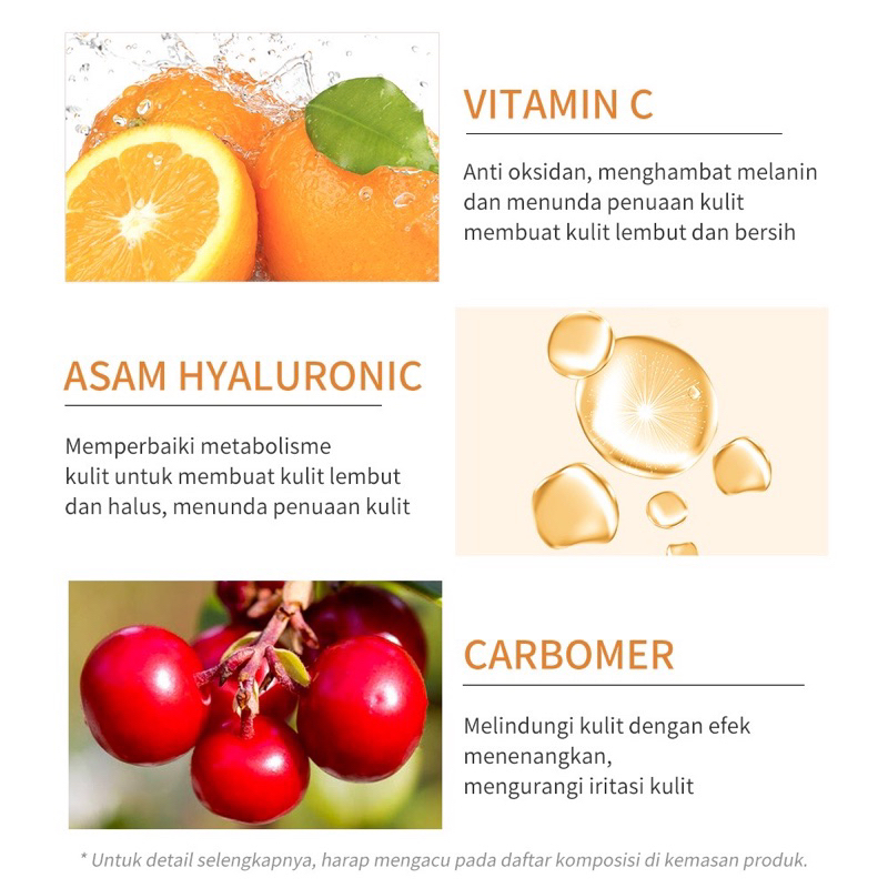 LANBENA Whitening Vitamin C Serum - Mencerahkan Wajah Pemutih Melembabkan Anti-kerut Perawatan kulit (30ml)