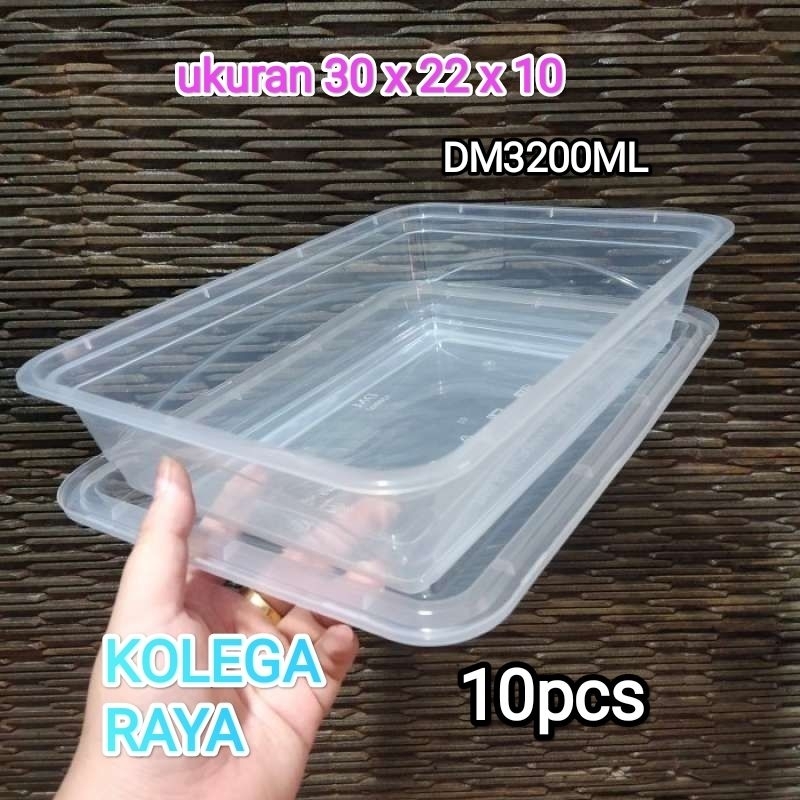 Kotak Thinwall Plastik DM 3200Ml Isi 10PCS Alas dan Tutup