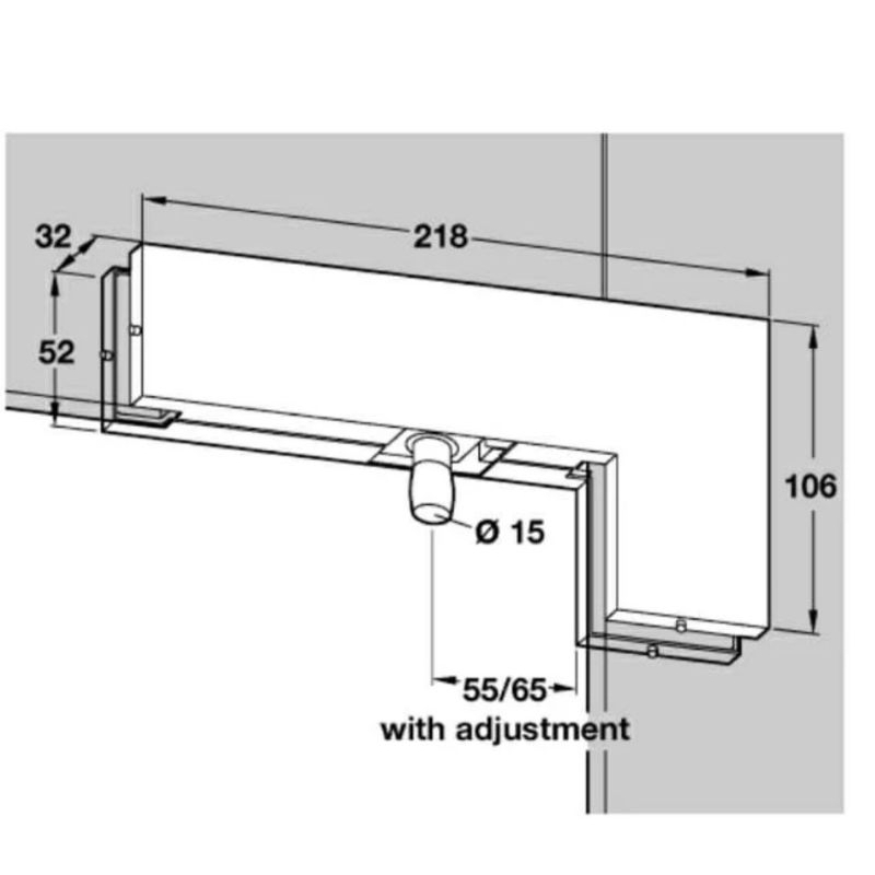 Patch Fitting Dekkson PT 40 Stainless Steel/Penjepit Pintu Kaca ke kaca L