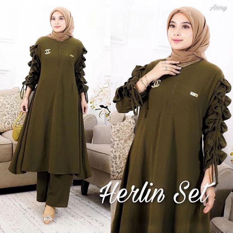 HERLIN TUNIK/SETELAN TUNIK CRINKLE AIRFLO/SETELAN TUNIK WANITA