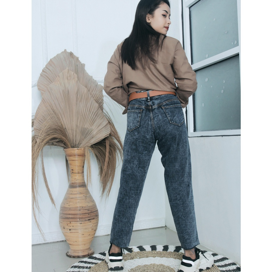 HIGHWAIST celana wanita boyfriend jeans suwir RAWIS bawah kekinian/BOYFRIEN SUWIR/celana jeans wanita snow rawis