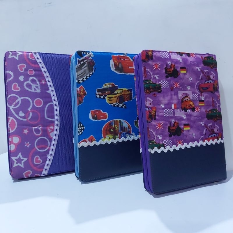 SAMPUL AL QURAN ANAK LAKI LAKI A5  21 X 15 cm SEDANG RESLETING SARUNG AL QURAN UNGU BIRU - BUNGKUS M