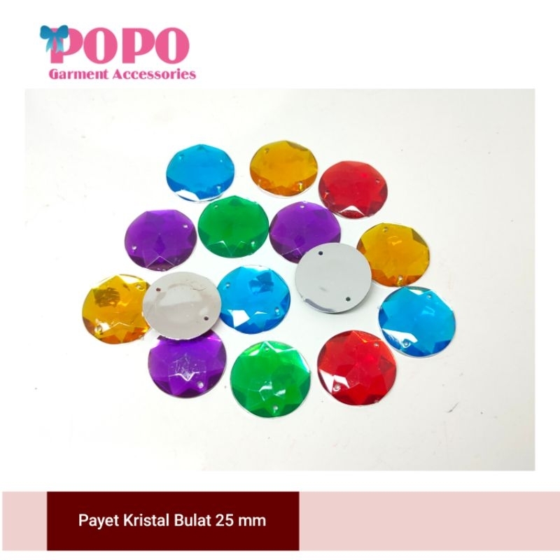 payet kristal bulat ukuran:25mili ( isi:10pcs )