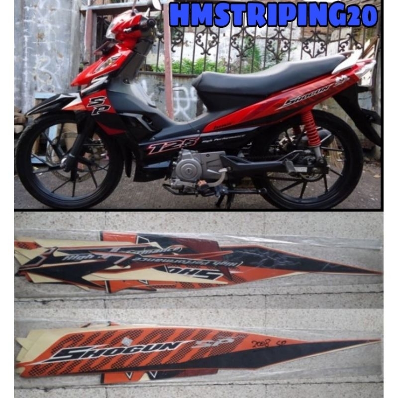 STIKER STRIPING LIS BODY SUZUKI SHOGUN SP 125  ORANGE MERAH