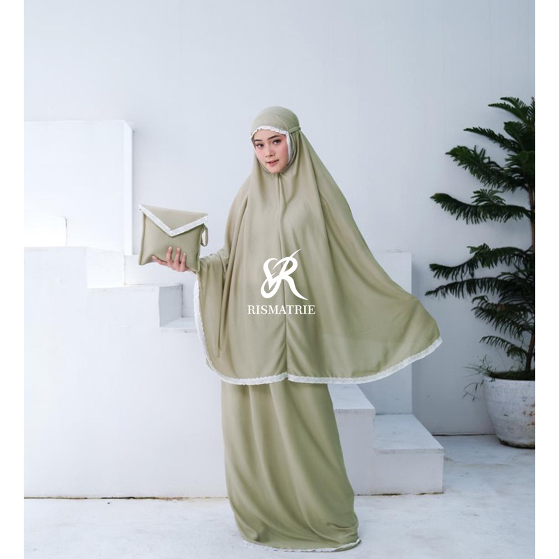 MUKENA AMPLOP JUMBO Mukena travel Renda Premium MUKENAH TRAVELING MUKENA TR Mukenah hyget higet Rismatrie JUMBO Hyget Polos All Siza Free Tas Traveling-Mukena amplop sage