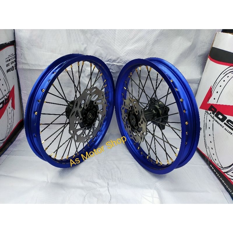 VELG SET  ROSSY 185 215 RING 17 TROMOL SET FREE CAKRAM DEPAN BELAKANG KLX150 D-TRACKER