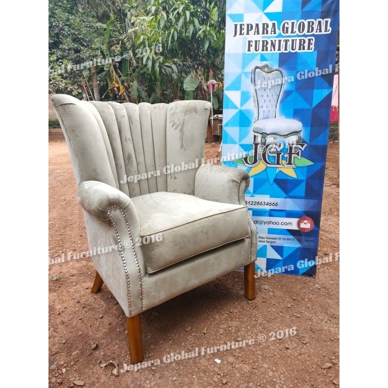 Kursi sofa single kerang salur olive REAL PICT (sofa single,kursi tamu,sofa tamu, kursi sofa )