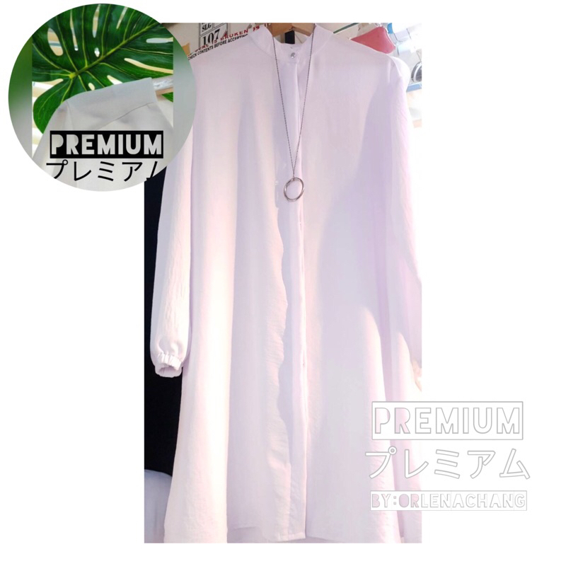 PREMIUM Shanghai putih wanita long tunik airflow import ISYANA