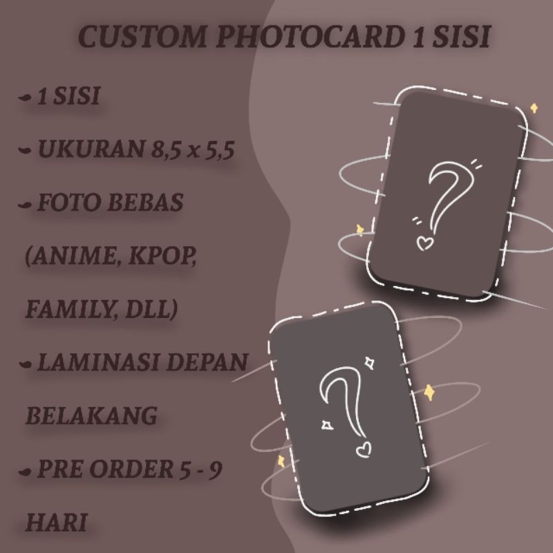 PHOTOCARD CUSTOM || 1 SISI || PHOTOCARD GLOSSY, DOFF