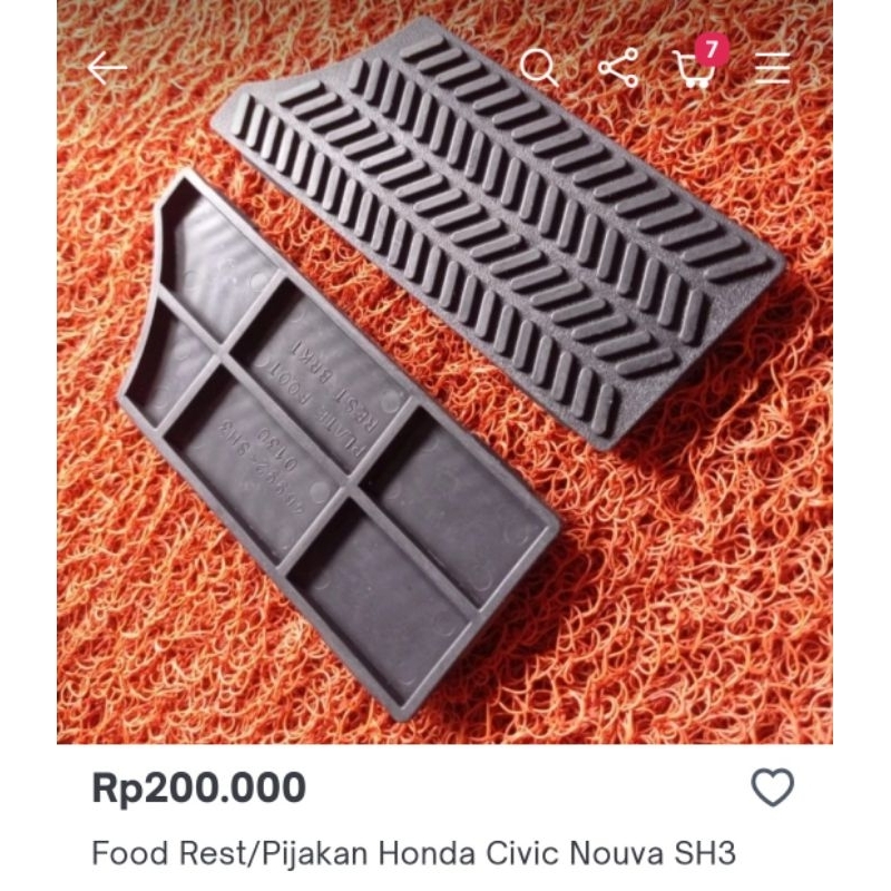 foodreast/pijakan honda civic nouva SH3