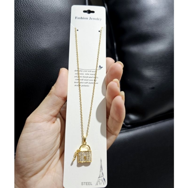 Kalung Titanium Asli Kalung Liontin + rantai gold Mirip emas asli  Premium Quality Anti karat kalung Stainless Steel ori K0993