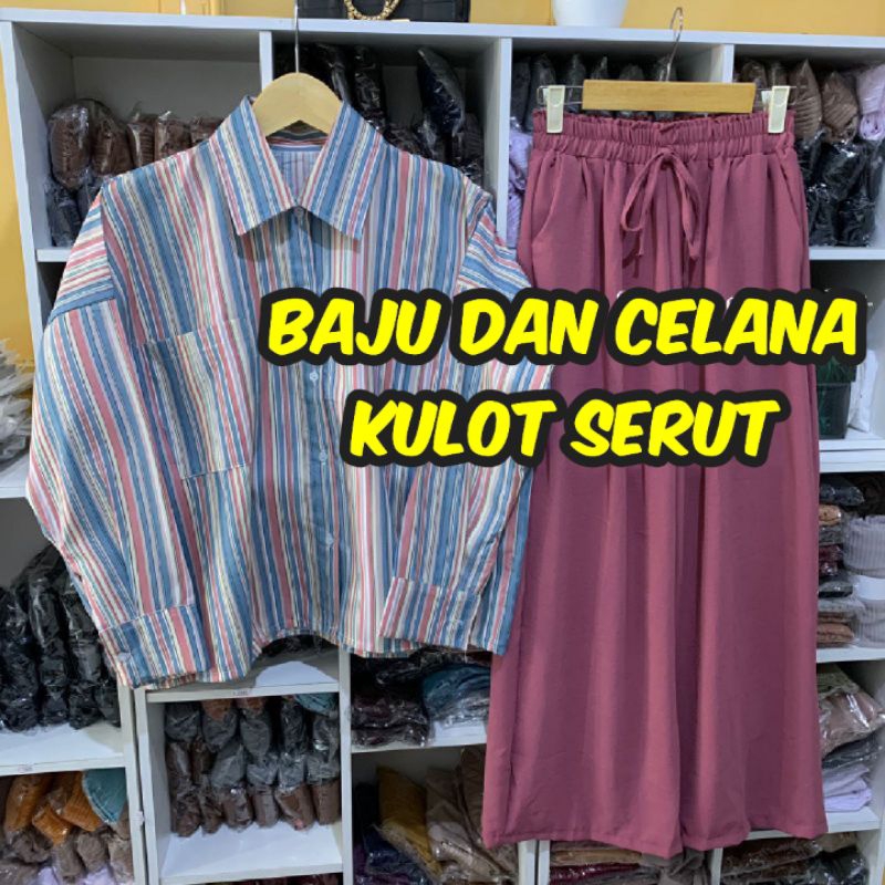 SETELAN CANDY STRIPE TUNIK + KULOT CRINCLE JUMBO PREMIUM ONE SET TUNIK