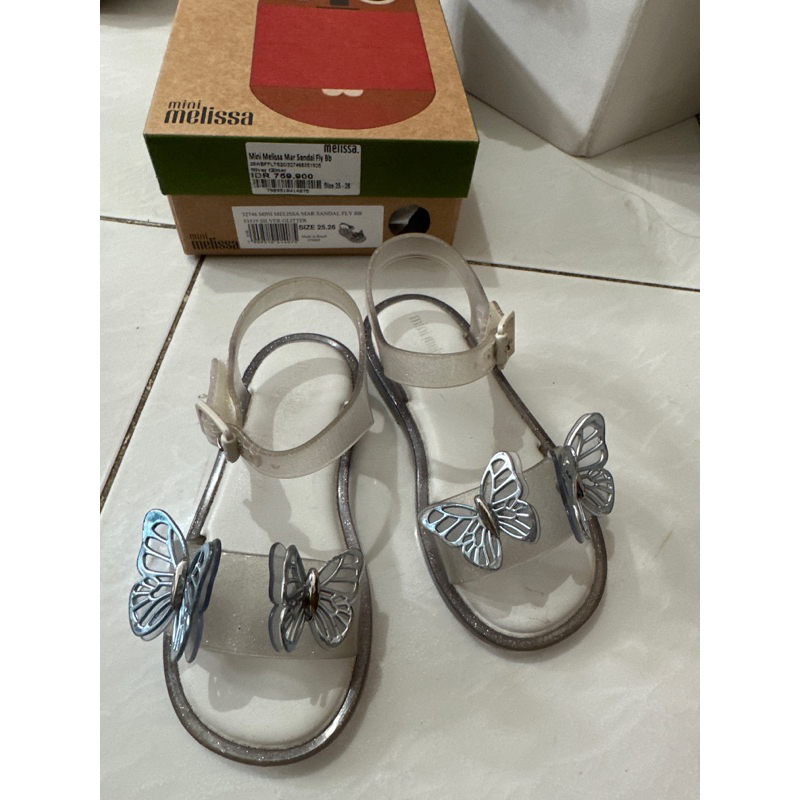 mini melissa original butterfly sepatu sandal baby anak perempuan cewe bekas preloved lucu sz 25/26